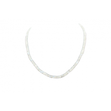 Necklace Strand String Beaded Rainbow Moon Stone Diamond Cut Bead Women D803